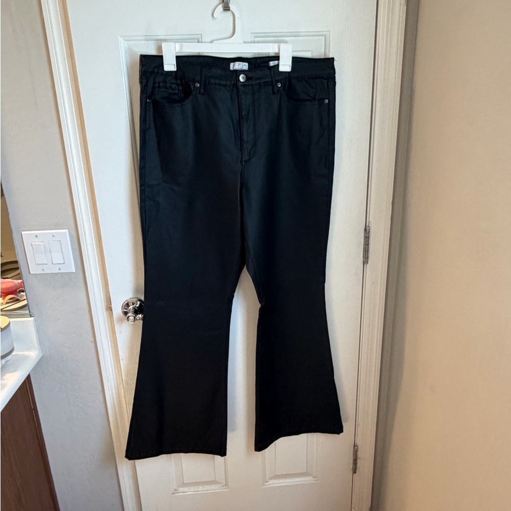 Black faux leather Flared Pants - Classic Five-Pocket Style
